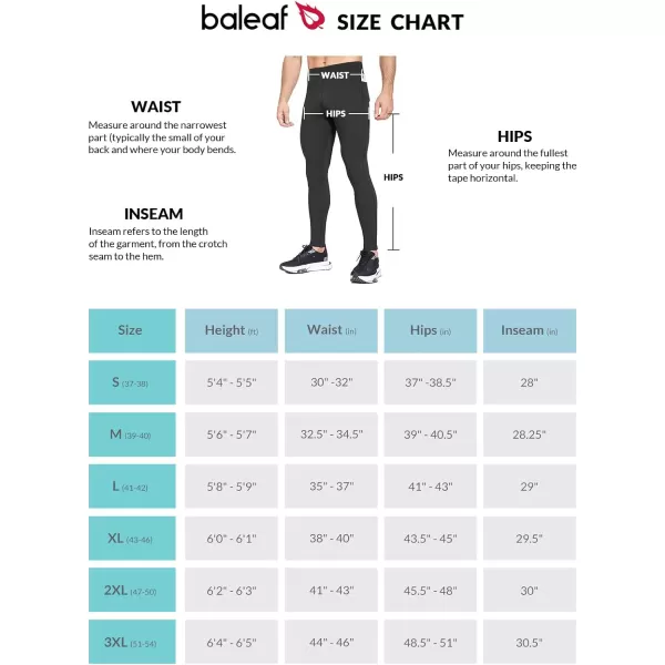 BALEAF Mens Winter Running Tights Thermal Cycling Pants Water Resistant Fleece Leggings Zipper Pockets Cold Weather GearBlack