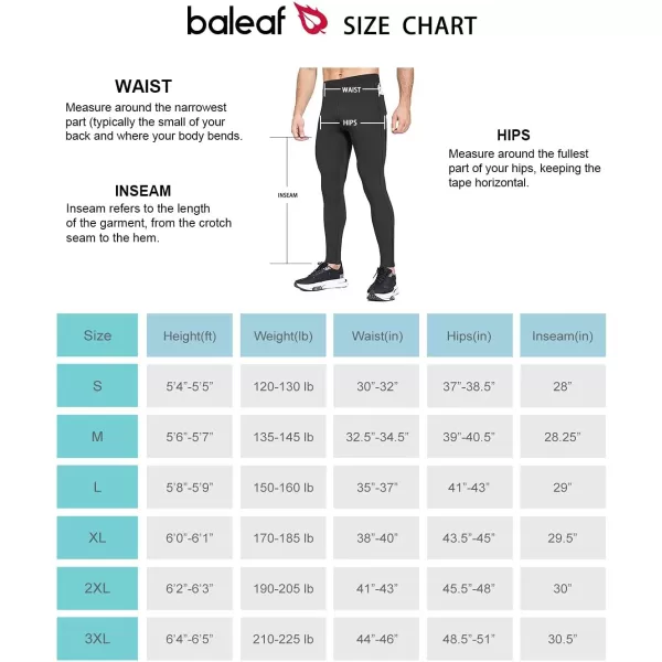 BALEAF Mens Winter Running Tights Thermal Cycling Pants Water Resistant Fleece Leggings Zipper Pockets Cold Weather GearBlack