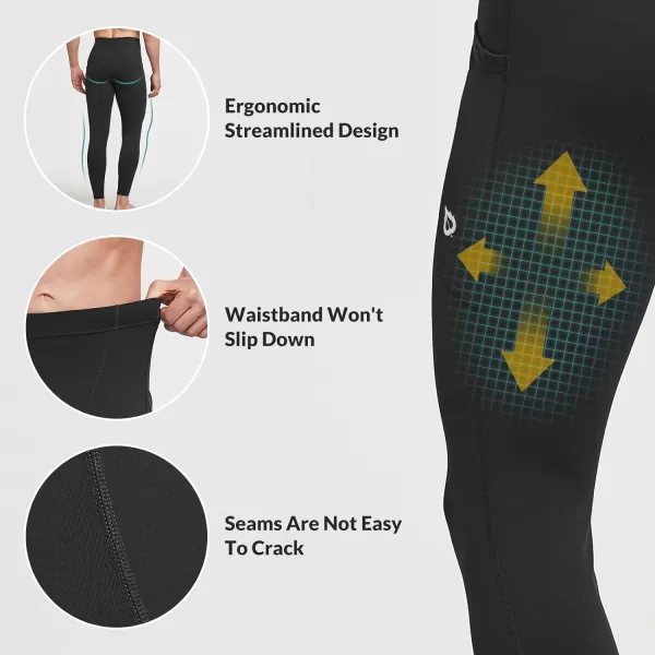 BALEAF Mens Yoga Pants with Pockets Tight Workout Compression Pants Men Stretch Mens Leggings for Running Dance CyclingA Black