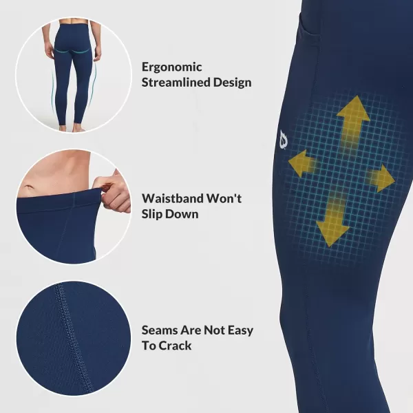 BALEAF Mens Yoga Pants with Pockets Tight Workout Compression Pants Men Stretch Mens Leggings for Running Dance CyclingA Navy