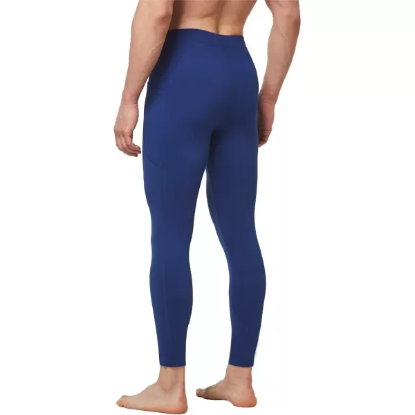 BALEAF Mens Yoga Pants with Pockets Tight Workout Compression Pants Men Stretch Mens Leggings for Running Dance CyclingA Navy