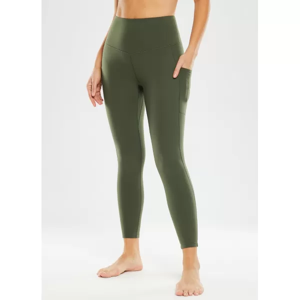 BALEAF Nuleaf High Waisted Workout Leggings for Women 25  Buttery Soft Tummy Control Gym Fitness Yoga 78 Pant with PocketsDark Green