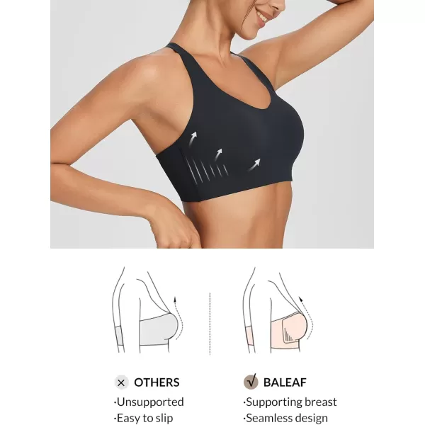 BALEAF Nuleaf Sports Bras for Women Strappy Longline Yoga Padded Bras High Impact Molded Cups Workout Crop TopBlack