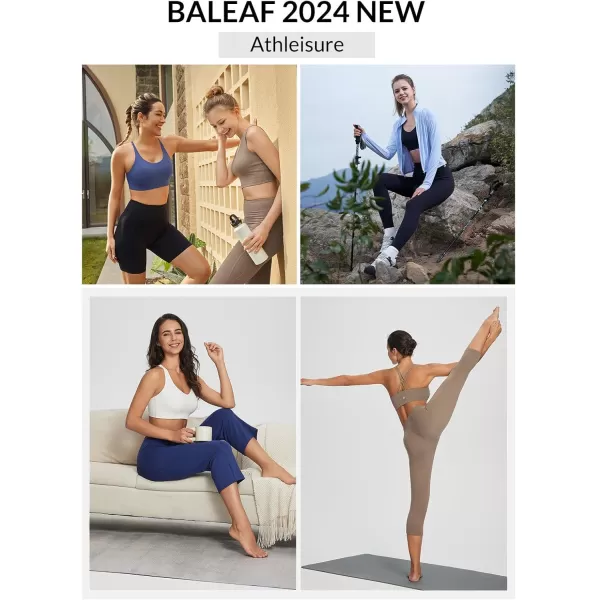 BALEAF Nuleaf Sports Bras for Women Strappy Longline Yoga Padded Bras High Impact Molded Cups Workout Crop TopNavy Blue