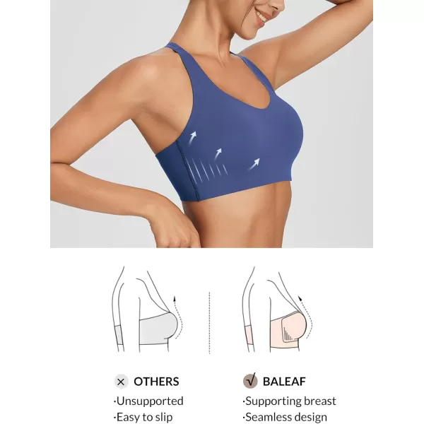 BALEAF Nuleaf Sports Bras for Women Strappy Longline Yoga Padded Bras High Impact Molded Cups Workout Crop TopNavy Blue