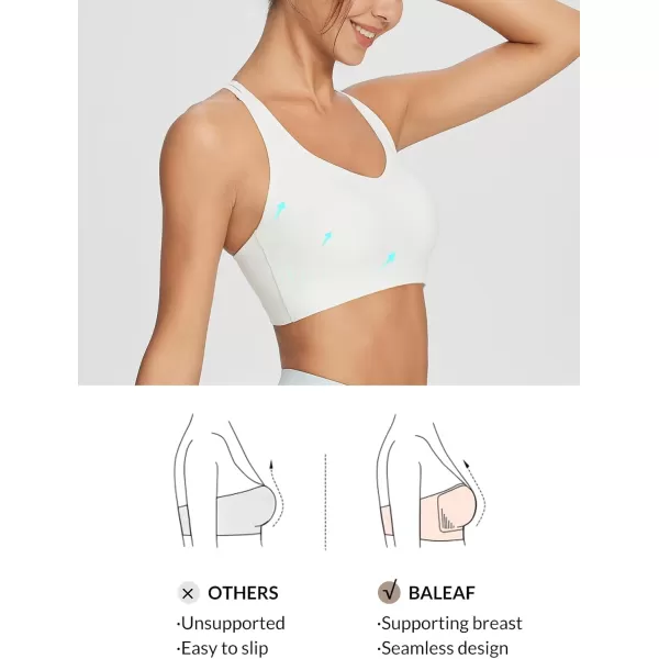 BALEAF Nuleaf Sports Bras for Women Strappy Longline Yoga Padded Bras High Impact Molded Cups Workout Crop TopWhite