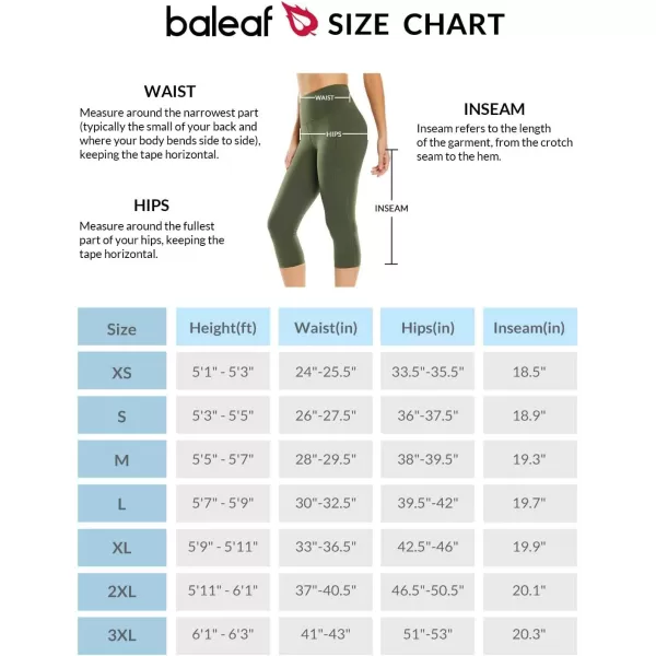 BALEAF Nuleaf Womens Stretch Capri Leggings with Pockets High Waisted Brushed Yoga Workout Athletic Tummy Control Capris 19Army Green