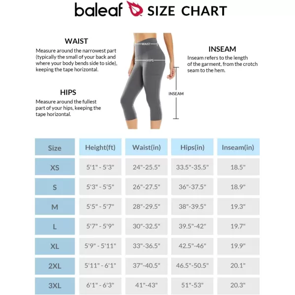 BALEAF Nuleaf Womens Stretch Capri Leggings with Pockets High Waisted Brushed Yoga Workout Athletic Tummy Control Capris 19Grey