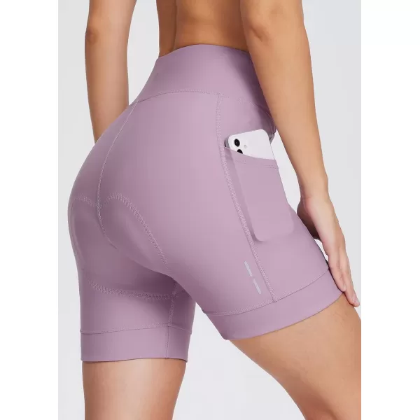 BALEAF Padded Bike Shorts Women Biking Shorts 4D Padding Crossover Biker Underwear with Pockets Cycling Bicycle Spinning01purple