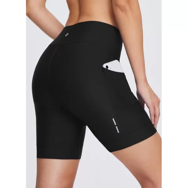 BALEAF Padded Bike Shorts Women Biking Shorts 4D Padding Crossover Biker Underwear with Pockets Cycling Bicycle Spinning04black