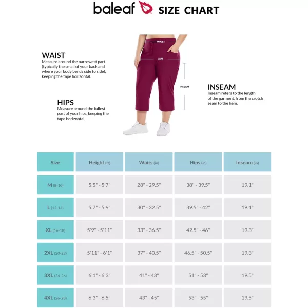 BALEAF Plus Size Capri Pants for Women High Waist Pull on Pockets Casual SummerRouge