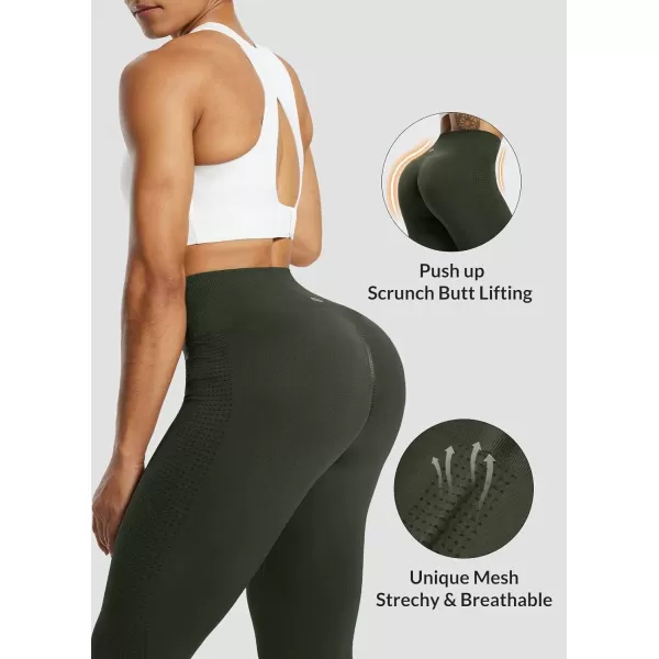 BALEAF Seamless Workout Leggings for Women Butt Lifting Workout Leggings Yoga Pants High Waisted Tummy ControlArmy Green