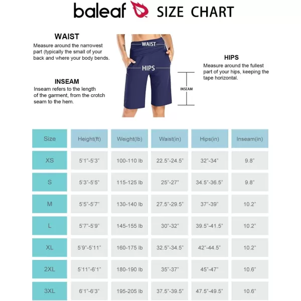 BALEAF Womens 10 Bermuda Shorts Lightweight Athletic Long Shorts Soft Runnning Workout Lounge Shorts with PocketsBlue