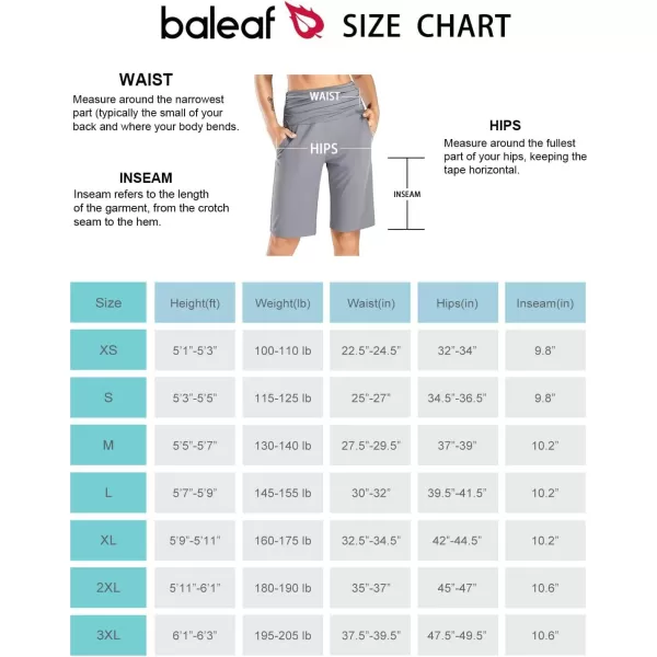 BALEAF Womens 10 Bermuda Shorts Lightweight Athletic Long Shorts Soft Runnning Workout Lounge Shorts with PocketsGrey