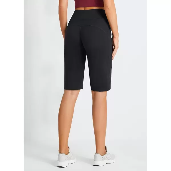 BALEAF Womens 12 Bermuda Shorts Athletic Long Shorts Knee Length Running Workout Stretch PocketsBlack