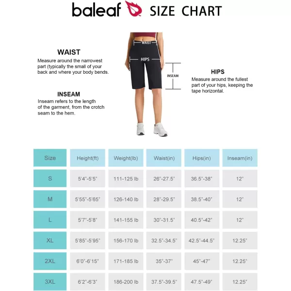 BALEAF Womens 12 Bermuda Shorts Athletic Long Shorts Knee Length Running Workout Stretch PocketsBlack