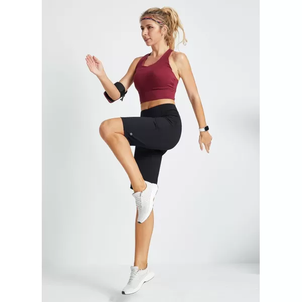 BALEAF Womens 12 Bermuda Shorts Athletic Long Shorts Knee Length Running Workout Stretch PocketsBlack