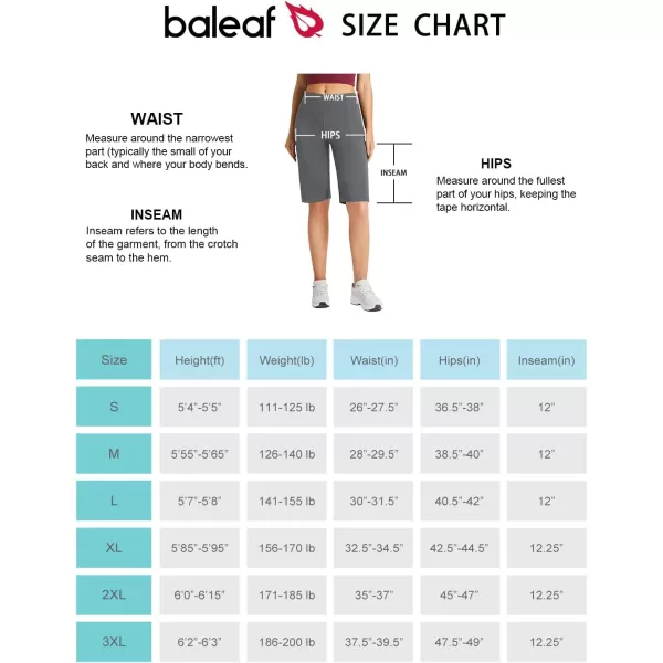 BALEAF Womens 12 Bermuda Shorts Athletic Long Shorts Knee Length Running Workout Stretch PocketsGray