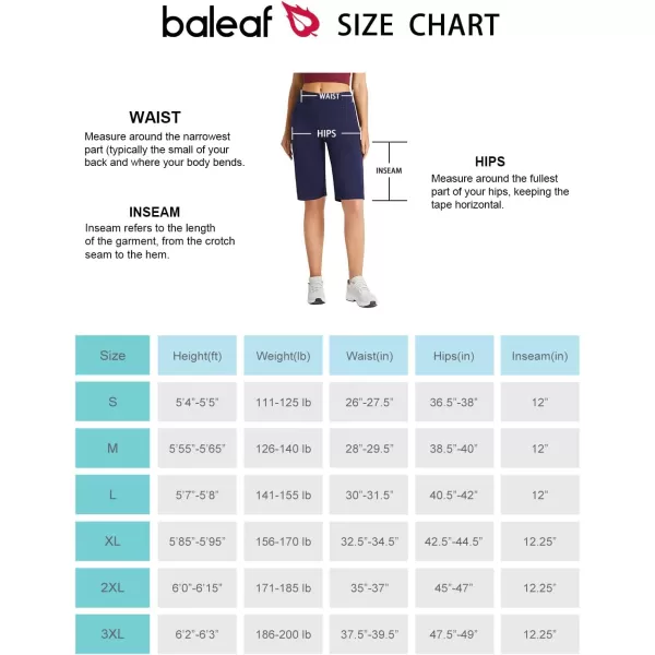 BALEAF Womens 12 Bermuda Shorts Athletic Long Shorts Knee Length Running Workout Stretch PocketsNavy