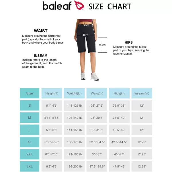 BALEAF Womens 12 Bermuda Shorts Long Shorts Knee Length Running Workout Athletic Stretch PocketsBlack