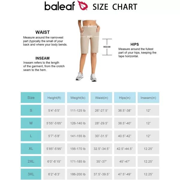 BALEAF Womens 12 Bermuda Shorts Long Shorts Knee Length Running Workout Athletic Stretch PocketsKhaki