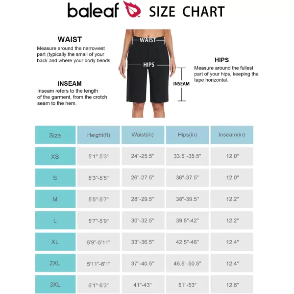 BALEAF Womens 12 Long Bermuda Shorts with Pockets Knee Length Dressy Cotton for Casual Work LoungeBlack