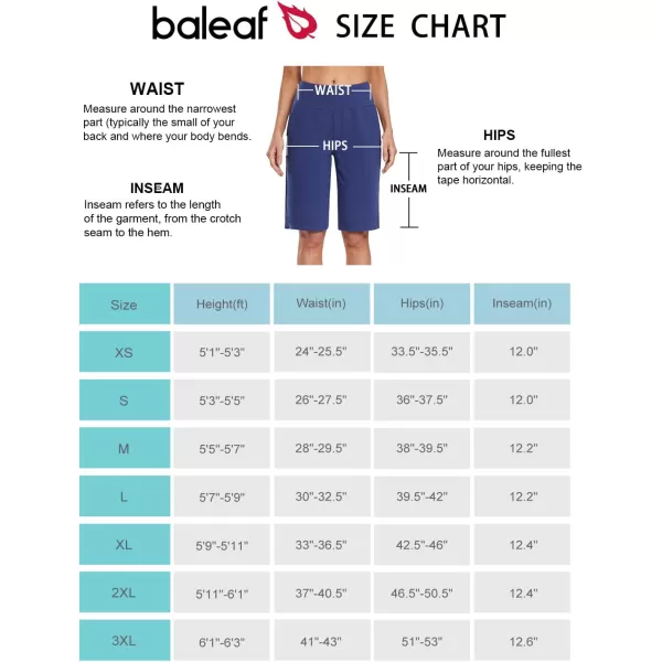 BALEAF Womens 12 Long Bermuda Shorts with Pockets Knee Length Dressy Cotton for Casual Work LoungeBlue