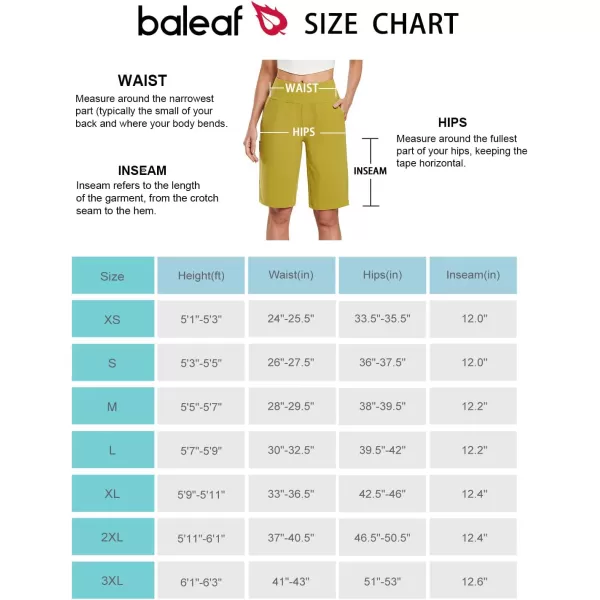 BALEAF Womens 12 Long Bermuda Shorts with Pockets Knee Length Dressy Cotton for Casual Work LoungeGreen