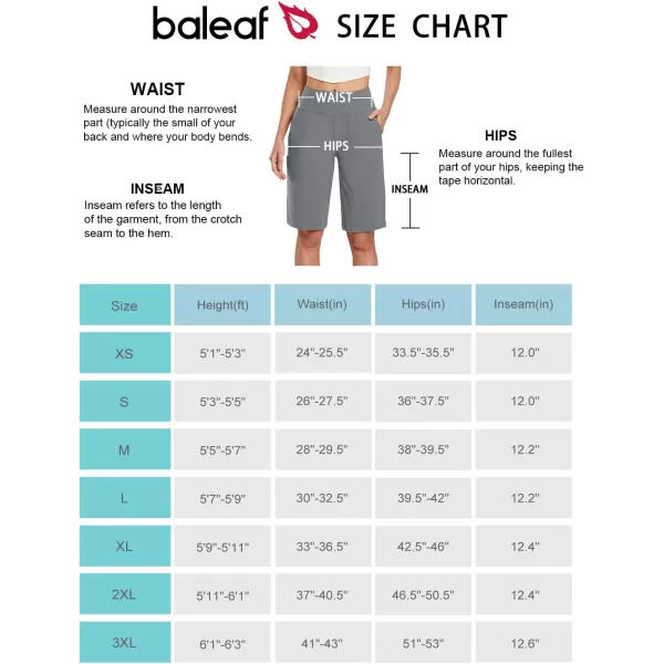 BALEAF Womens 12 Long Bermuda Shorts with Pockets Knee Length Dressy Cotton for Casual Work LoungeGrey