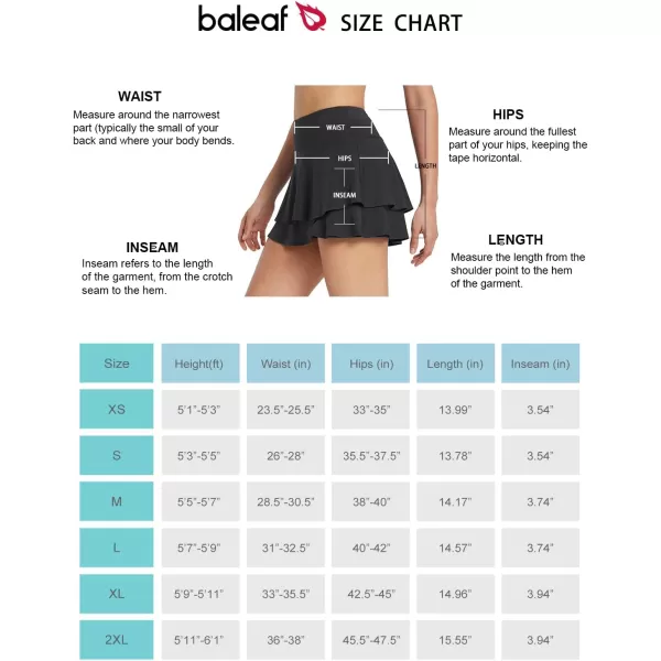 BALEAF Womens 14 Tennis Skirts Golf Skorts with Pockts Pleated Mini Skirt Athletic Workout Liner Shorts Layered RuffleBlack