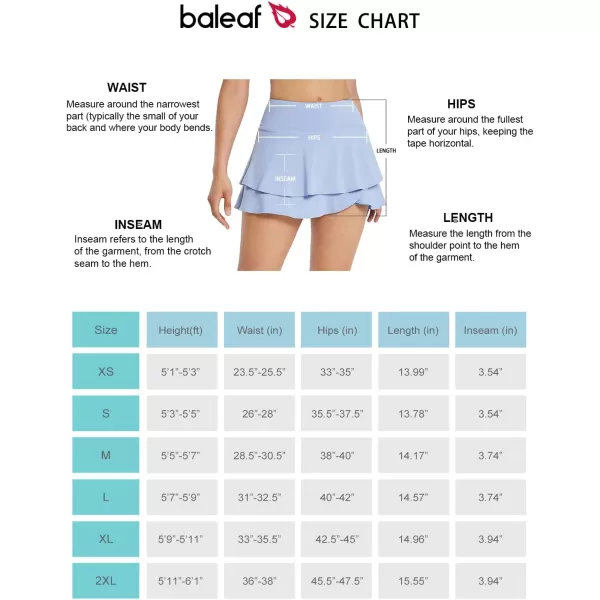 BALEAF Womens 14 Tennis Skirts Golf Skorts with Pockts Pleated Mini Skirt Athletic Workout Liner Shorts Layered RuffleBlue