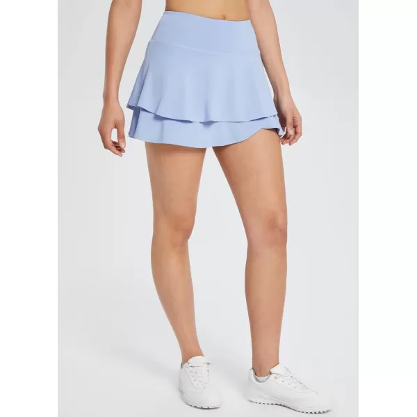 BALEAF Womens 14 Tennis Skirts Golf Skorts with Pockts Pleated Mini Skirt Athletic Workout Liner Shorts Layered RuffleBlue