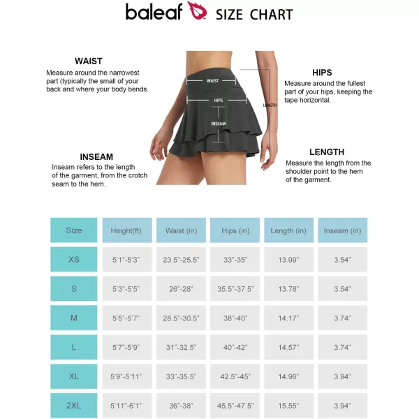 BALEAF Womens 14 Tennis Skirts Golf Skorts with Pockts Pleated Mini Skirt Athletic Workout Liner Shorts Layered RuffleDark Grey