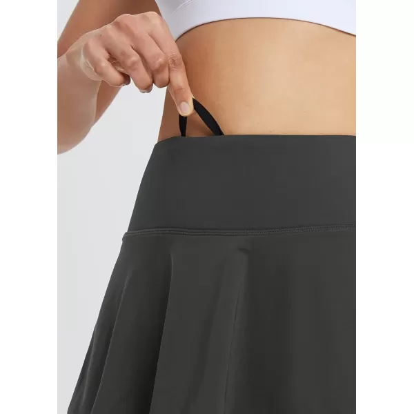 BALEAF Womens 14 Tennis Skirts Golf Skorts with Pockts Pleated Mini Skirt Athletic Workout Liner Shorts Layered RuffleDark Grey