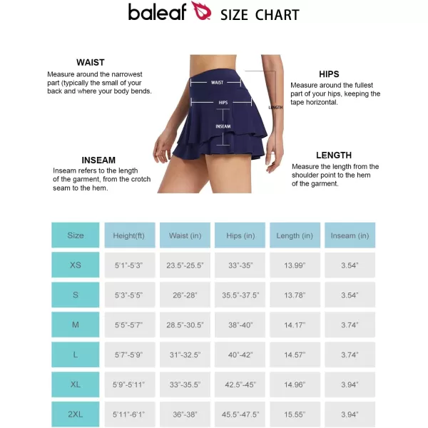 BALEAF Womens 14 Tennis Skirts Golf Skorts with Pockts Pleated Mini Skirt Athletic Workout Liner Shorts Layered RuffleNavy