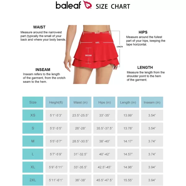 BALEAF Womens 14 Tennis Skirts Golf Skorts with Pockts Pleated Mini Skirt Athletic Workout Liner Shorts Layered RuffleRed