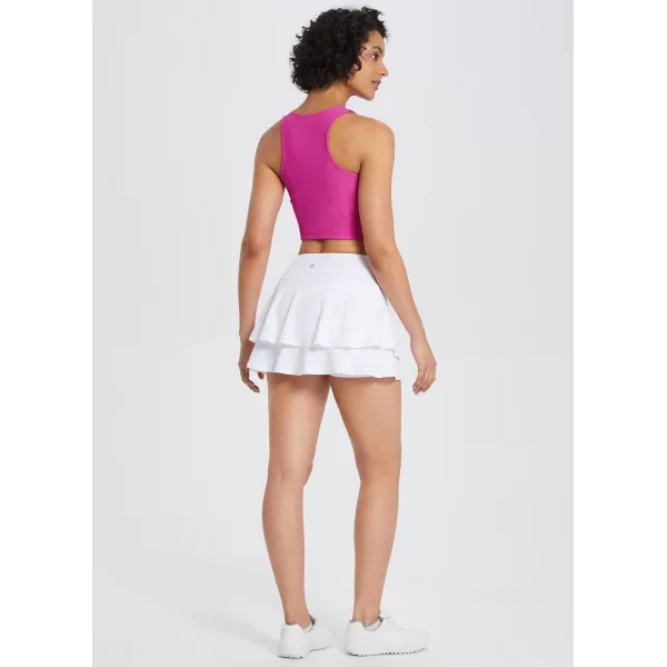 BALEAF Womens 14 Tennis Skirts Golf Skorts with Pockts Pleated Mini Skirt Athletic Workout Liner Shorts Layered RuffleWhite