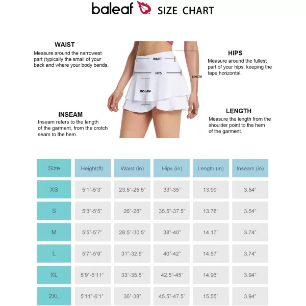 BALEAF Womens 14 Tennis Skirts Golf Skorts with Pockts Pleated Mini Skirt Athletic Workout Liner Shorts Layered RuffleWhite