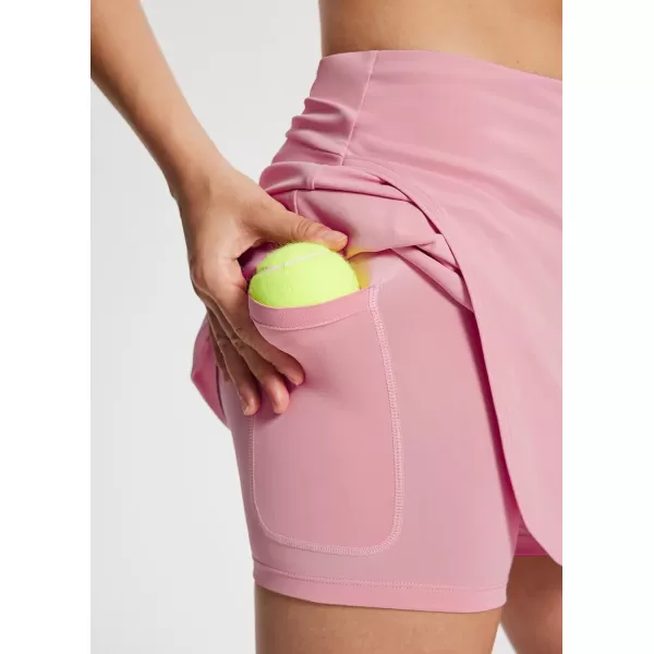 BALEAF Womens 14 Tennis Skirts High Waisted Golf Skorts Skirts Athletic with Shorts PocketsPink