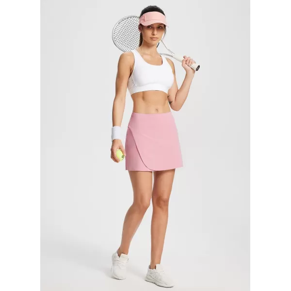 BALEAF Womens 14 Tennis Skirts High Waisted Golf Skorts Skirts Athletic with Shorts PocketsPink