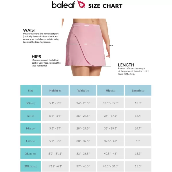 BALEAF Womens 14 Tennis Skirts High Waisted Golf Skorts Skirts Athletic with Shorts PocketsPink