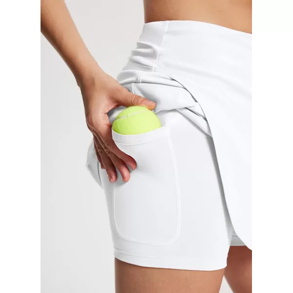 BALEAF Womens 14 Tennis Skirts High Waisted Golf Skorts Skirts Athletic with Shorts PocketsWhite