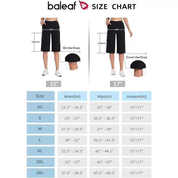 BALEAF Womens 1517 Capri Yoga Pants Cotton Drawstring Workout Sweatpants Summer Causal Lounge Pants with Pockets15 Inseam Black