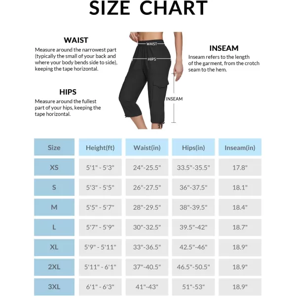 BALEAF Womens 15quot Cargo Capri Hiking Pants Quick Dry Lightweight Elastic Waist Outdoor Hiking Travel Casual with PocketBlack