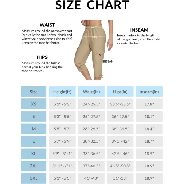 BALEAF Womens 15quot Cargo Capri Hiking Pants Quick Dry Lightweight Elastic Waist Outdoor Hiking Travel Casual with PocketShroom Taupe