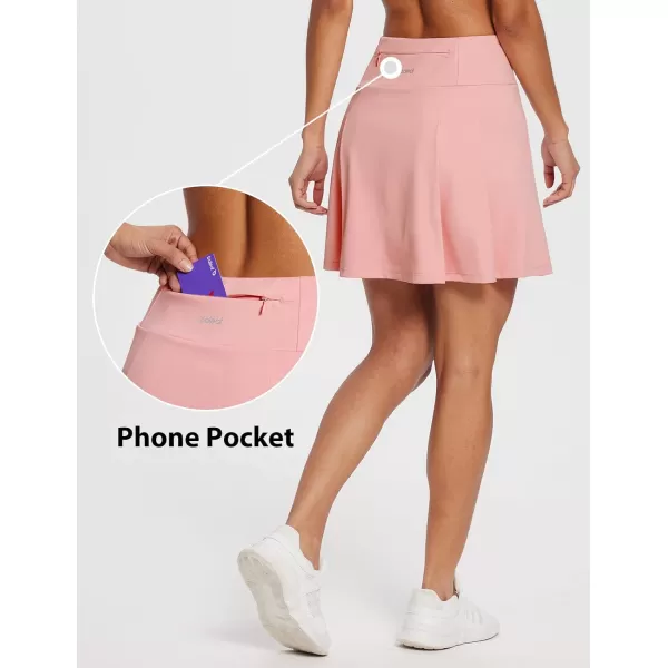 BALEAF Womens 16 Tennis Skirts High Waisted Golf Skorts Skirts with Shorts amp 3 Pockets Athletic Pickleball WorkoutPink