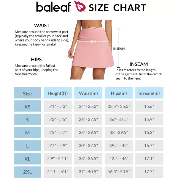 BALEAF Womens 16 Tennis Skirts High Waisted Golf Skorts Skirts with Shorts amp 3 Pockets Athletic Pickleball WorkoutPink