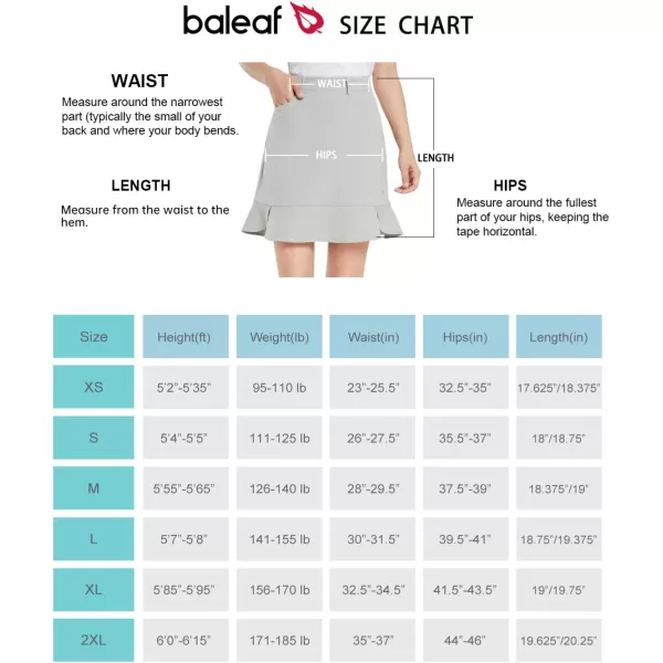 BALEAF Womens 18 Golf Skorts Knee Length Long Skirts Ruffle Hem with Pockets Water Repellent for Athletic CasualGrey