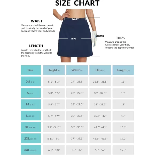 BALEAF Womens 18 Golf Skorts Skirts Knee Length Athletic Tennis Skort Modest Long Casual with Pockets SoftNavy