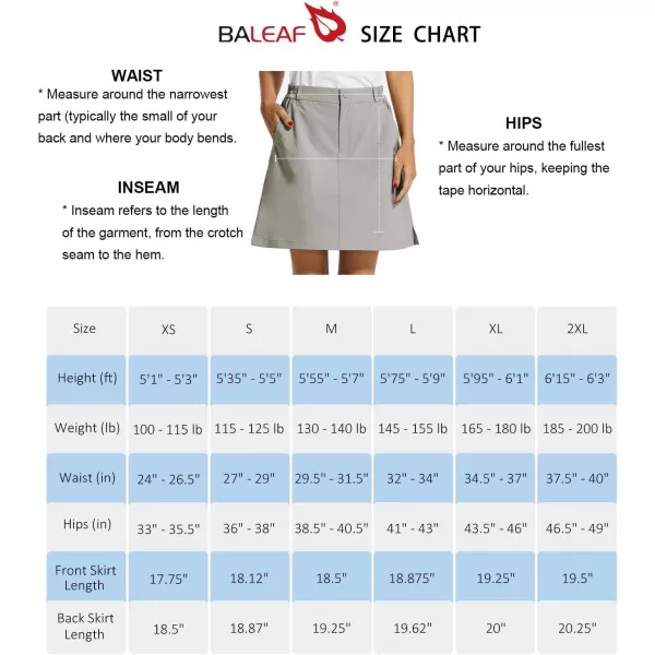 BALEAF Womens 18 Skorts Skirts Casual Knee Length Long Golf Skorts with Pockets Quick Dry Skirts Summer18 Inseamgray